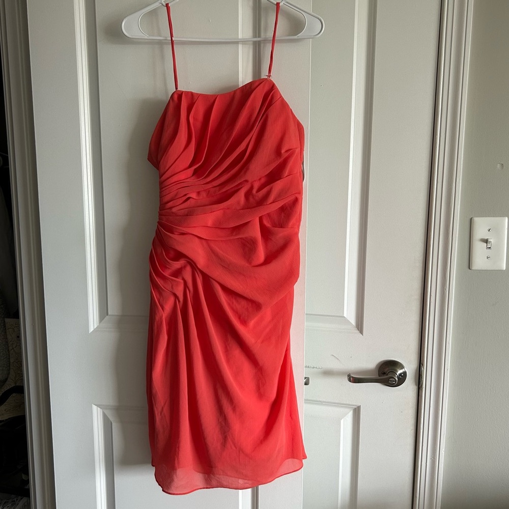 Elegant Coral Spaghetti-Strap Prom Dress